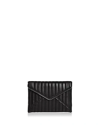 Shop Rebecca Minkoff Leo Quilted Leather Clutch In Black/silver