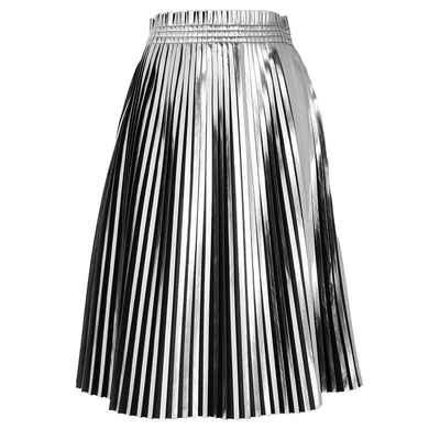 Shop Mm6 Maison Margiela Mm6 By Maison Margiela Black And Silver Pleated Faux Leather Skirt