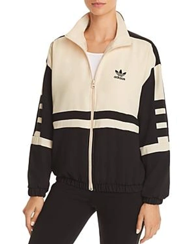Shop Adidas Originals Color-block Track Jacket In Black/linen