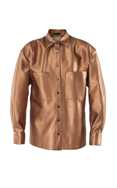 Shop Lake Studio Button Front Shirt In Brown