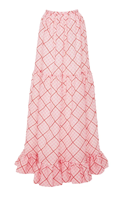 Shop Markarian Plaid Organza Full Skirt In Pink