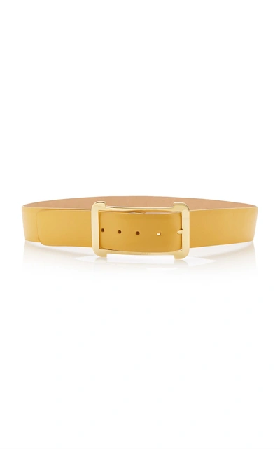 Shop Elie Saab Low Waist Leather Belt In Yellow