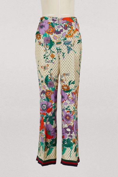 Shop Gucci Silk Pants In Multi