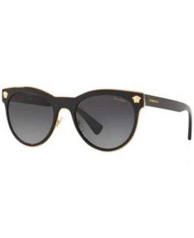 Shop Versace Polarized Sunglasses, Ve2198 54 In Black / Polar Grey Gradient