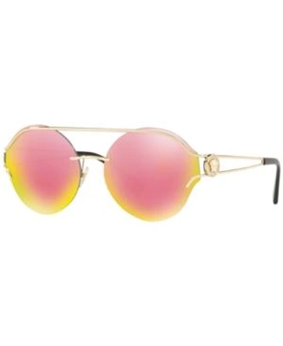 Shop Versace Sunglasses, Ve2184 61 In Pale Gold / Grey Mirror Yellow Rose