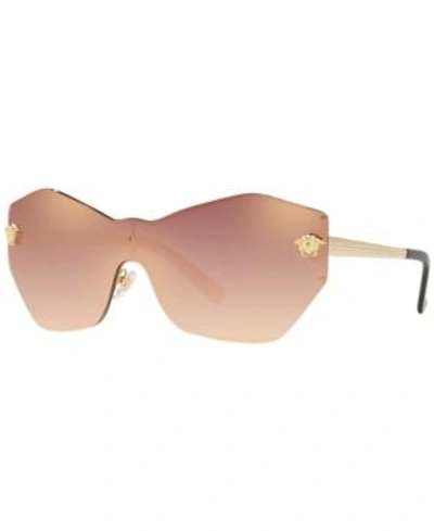 Shop Versace Sunglasses, Ve2182 43 In Pale Gold / Gradient Pink Mirror Pink