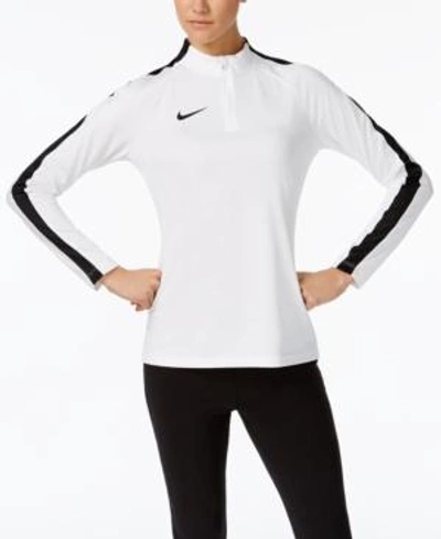Shop Nike Academy Dri-fit Quarter-zip Soccer Drill Top In White/black
