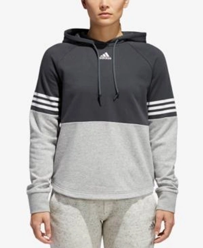 Shop Adidas Originals Adidas Colorblocked Hoodie In Carbon/medium Grey Heather
