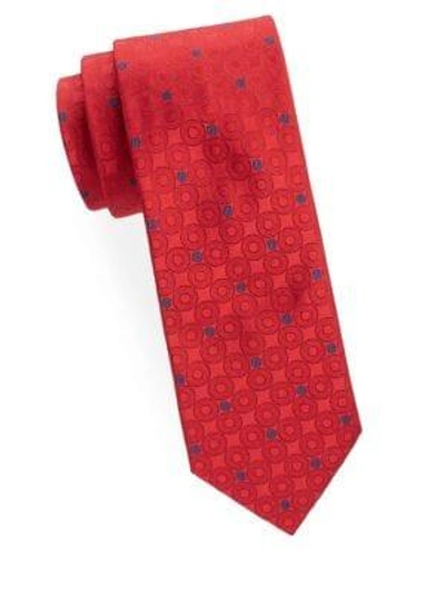 Shop Brioni Circle Silk Tie In Red Blue