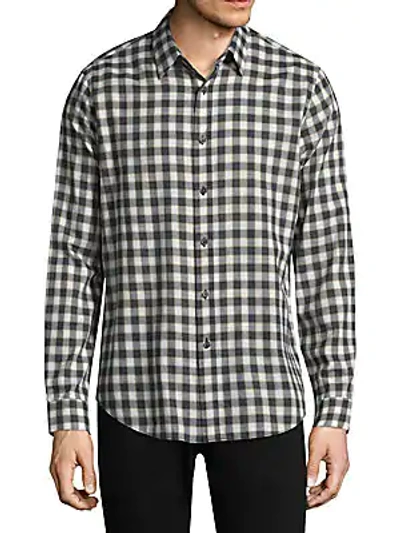 Shop Theory Checkered Cotton Button-down Shirt In Black-white