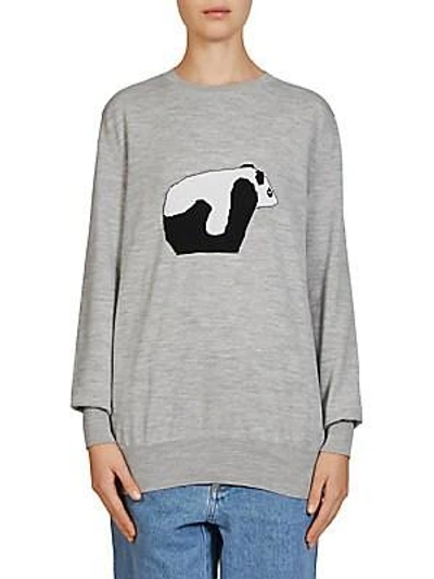 Shop Loewe Wool Panda Sweater In Grey