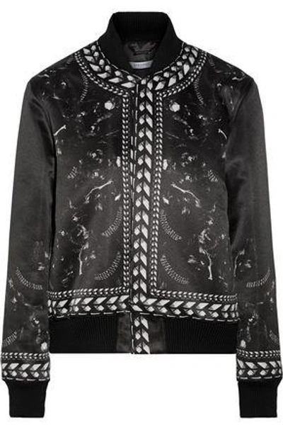 Shop Givenchy Printed Satin Bomber Jacket In Black