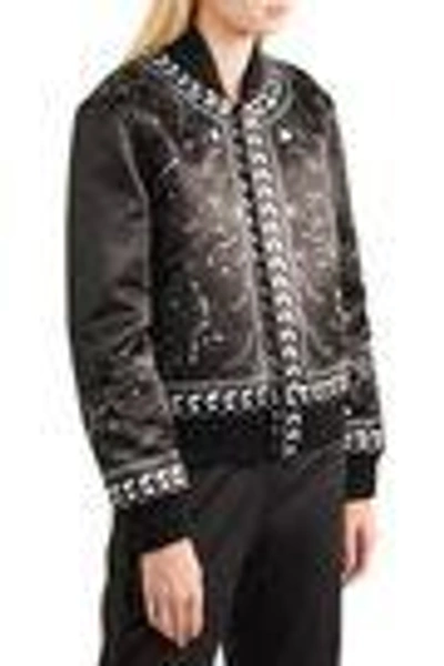 Shop Givenchy Printed Satin Bomber Jacket In Black