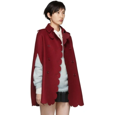 Shop Red Valentino Red Scalloped Cape In C61 Cherry