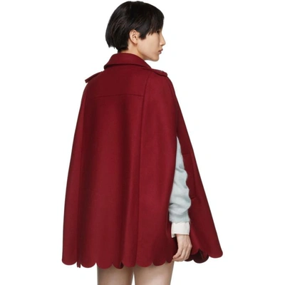 Shop Red Valentino Red Scalloped Cape In C61 Cherry