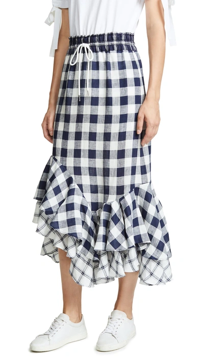 Shop Lee Mathews Nellie Checked Skirt In Midnight