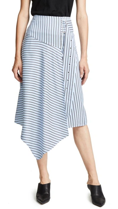 Shop Tibi Asymmetrical Drape Skirt In Blue Multi