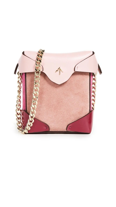 Shop Manu Atelier Micro Pristine Combo Box Bag With Chain In Rose/fuchsia/bubblegum