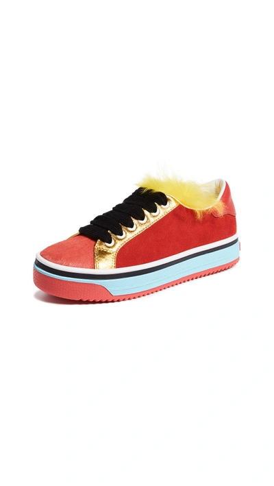 Shop Marc Jacobs Love Empire Fur Sneakers In Red Multi