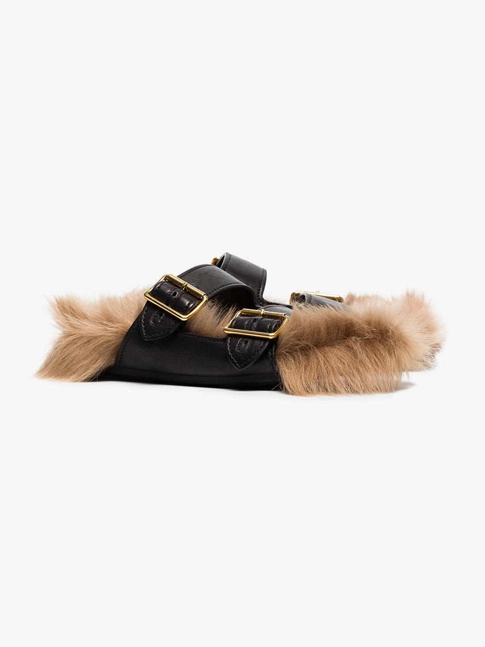 prada shearling slides