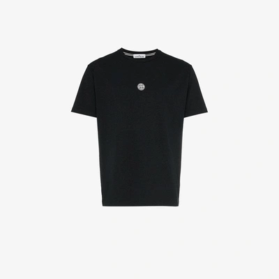 Shop Stone Island Black Large Rear Logo Print Cotton T Shirt