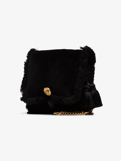Shop Versace Black Pillow Talk Small Velvet Shoulder Bag