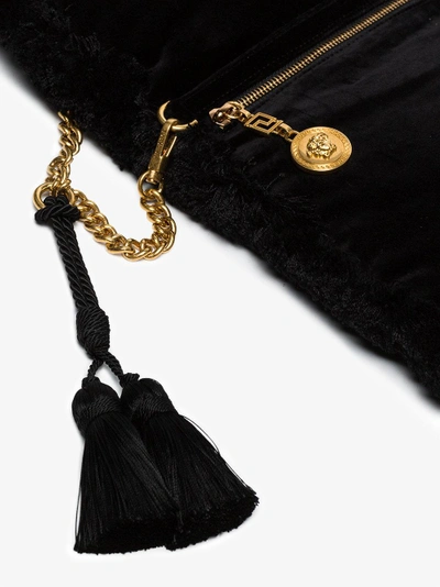 Shop Versace Black Pillow Talk Small Velvet Shoulder Bag