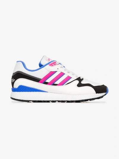 Shop Adidas Originals Adidas White, Pink And Blue Ultra Tech Sneakers In Multicolour