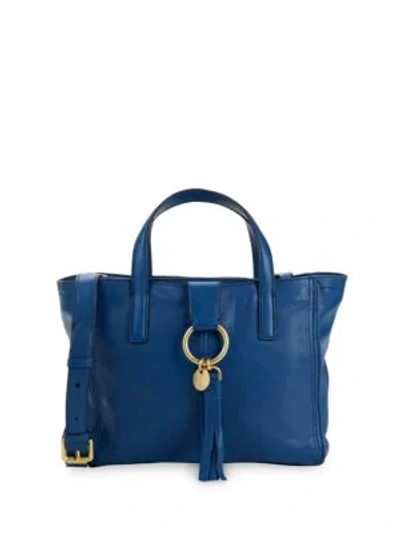 Shop Cole Haan Fantine Leather Shoulder Bag In Navy Peony