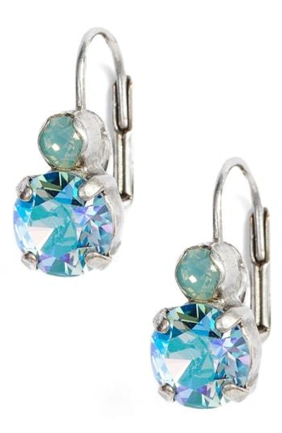 Shop Sorrelli Round Crystal Drop Earrings In Blue-green/ Gold