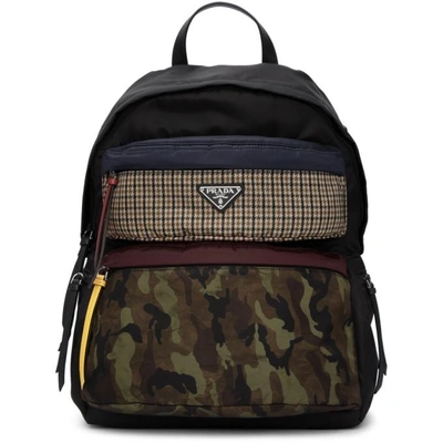 Shop Prada Black Camouflage Backpack In F0ots