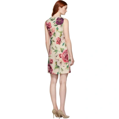 Shop Dolce & Gabbana Dolce And Gabbana Beige And Pink Peony Dress In Har40 Pink
