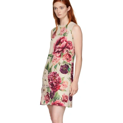 Shop Dolce & Gabbana Dolce And Gabbana Beige And Pink Peony Dress In Har40 Pink