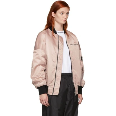 Shop Palm Angels Pink Logo Over Bomber In 2710 Pink