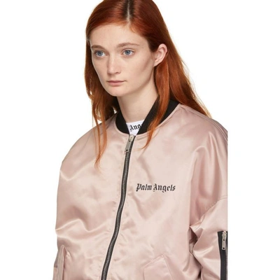 Shop Palm Angels Pink Logo Over Bomber In 2710 Pink