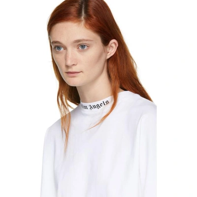Shop Palm Angels White Oversized Logo T-shirt In 0110 White