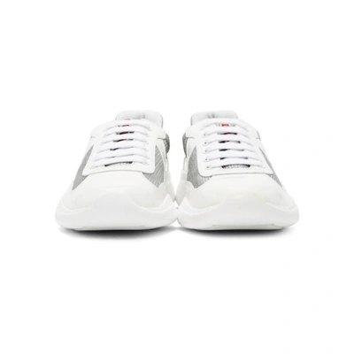 Prada White & Silver Bike Sneakers | ModeSens