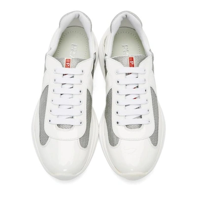 Shop Prada White Patent And Mesh Sneakers In F0j36