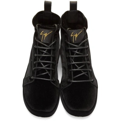 Shop Giuseppe Zanotti Black Velvet Gruber Sock Sneakers