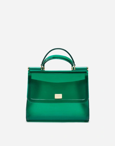 Shop Dolce & Gabbana Large Sicily Bag In Semi-transparent Rubber In Green
