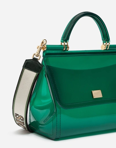 Shop Dolce & Gabbana Large Sicily Bag In Semi-transparent Rubber In Green