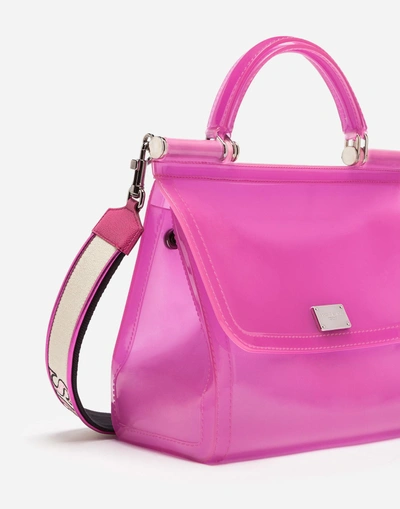 Shop Dolce & Gabbana Large Sicily Bag In Semi-transparent Rubber In Pink