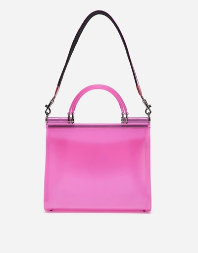 Shop Dolce & Gabbana Large Sicily Bag In Semi-transparent Rubber In Pink