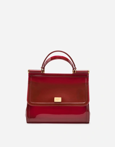 Shop Dolce & Gabbana Large Sicily Bag In Semi-transparent Rubber In Burgundy