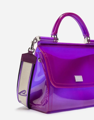 Shop Dolce & Gabbana Large Sicily Bag In Semi-transparent Rubber In Purple