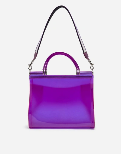Shop Dolce & Gabbana Large Sicily Bag In Semi-transparent Rubber In Purple