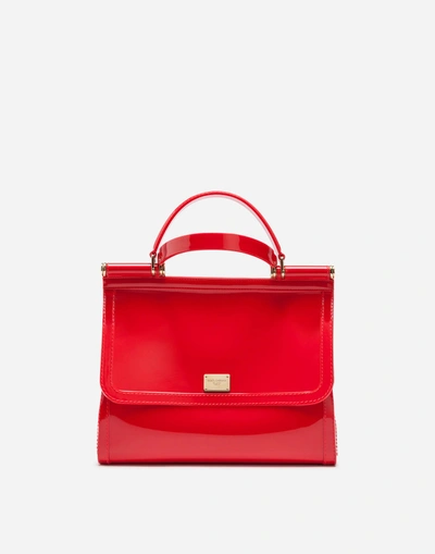Shop Dolce & Gabbana Large Sicily Bag In Rubber In Red