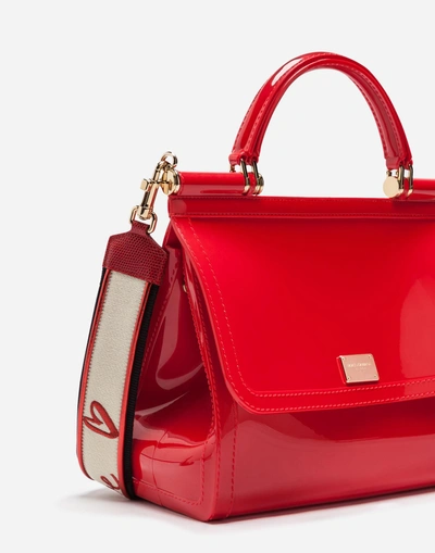 Shop Dolce & Gabbana Large Sicily Bag In Rubber In Red