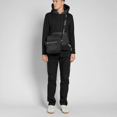 Shop Valentino Popover Quilted Pouch Hoody In Black