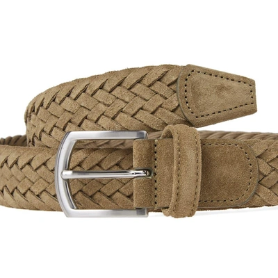 Shop Anderson's Woven Suede Belt In Green